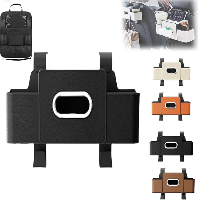 pupken Car Organizers and Storage Box, Car Organizers and Storage Box Behind Set, 4 in 1 Multifunctional Cars Organizer and Storage Back Seat for Hold Phone, Drinks, Handbag, Universal Fit (black*1)
