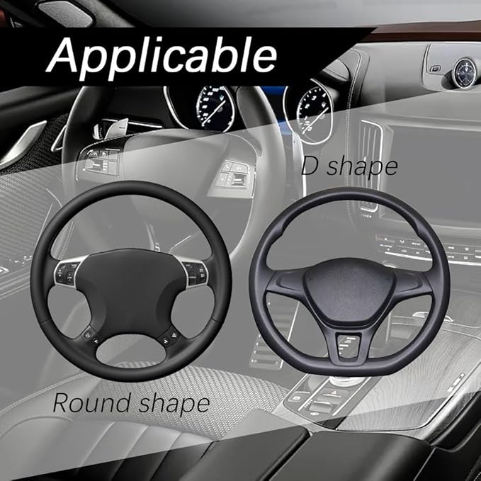 Car Steering Wheel Cover, 15 Inch PU Leather Car Steering Wheel Cover, Universal Anti-Slip Car Steering Wheel Protector, Steering Wheel Accessories