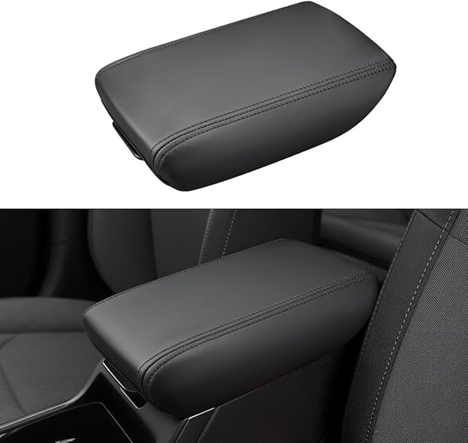 INTGET Center Console Cover for Kia K4 Accessories 2025 2026 LX/LXS/EX/GT-Line/GT-Line Turbo Car Interior Leather Armrest Arm Rest Lid Cushion Pad Protector (Black Stitches, for 2025+ K4)