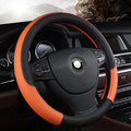 Pahajim Car Steering Wheel Cover for Women Men Universal PU Leather Steering Wheel Accessories Anti Skid 14.5-15 Inch (37-38cm) Forro Volante Carro (Orange)