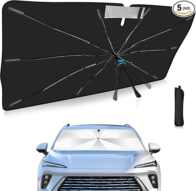 2025 Upgrade Windshield Sun Shade Umbrella Custom Fit Buick Envision 2021-2025 Foldable UV Protection Car Cover, Emergency Rain Shield & Dashboard Protector - Durable Auto Accessory