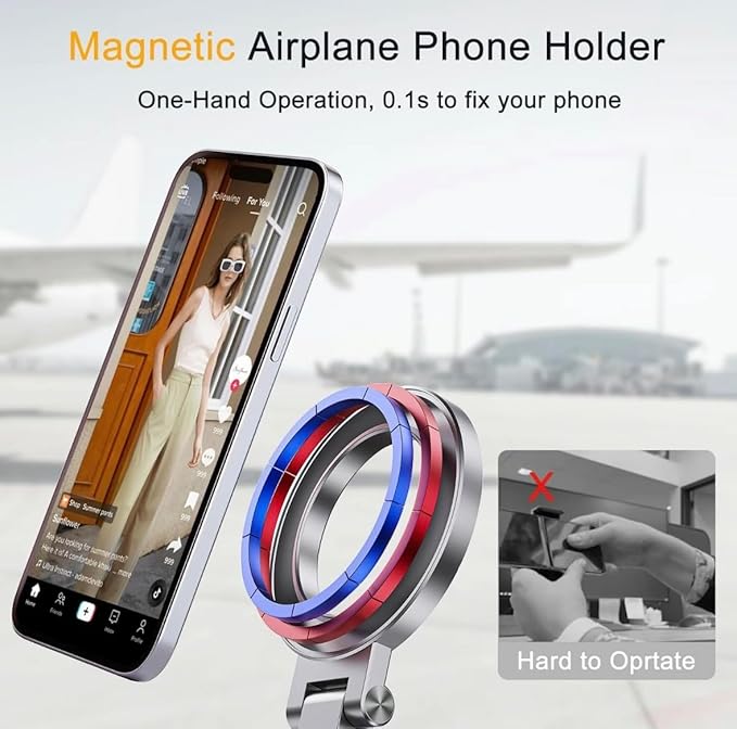 DT-MagClip Magnetic Clip-On Phone Holder for iPhone & Android (MagSafe) | 360° Adjustable Stand for Travel Desk Shopping Carts | Universal 1/4” Tripod Mount | Hands-Free & Creators Friendly (Silver)