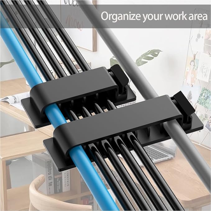 HOMSFOU Cord Keeper Adhesive Cable Clips Wire Organizer for Desktop Wall and Car with Multiple Slots Easy Peel and Stick Cable Management Fits Various Cables 2.83 X 0.79 Inches 20 Pack
