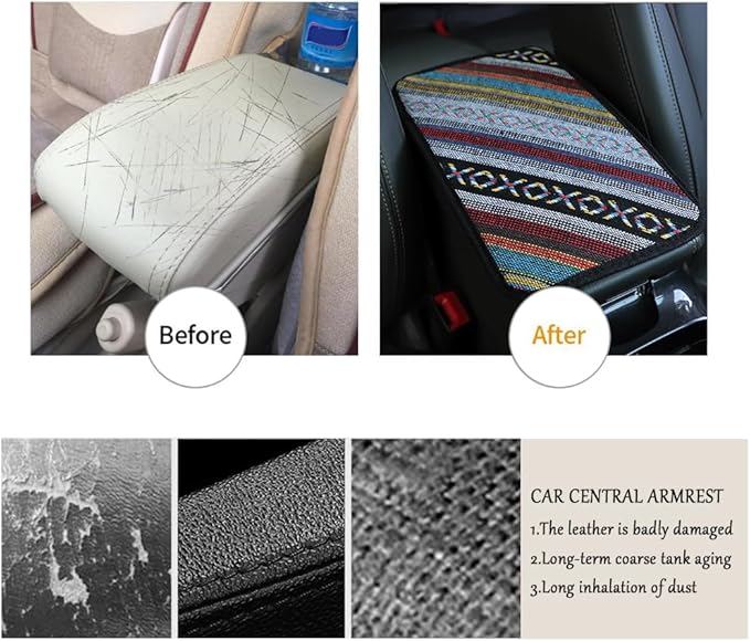 Car Center Console Cover,Boho Car Accessories Car Armrest Box Pad for Comfortable Support,Universal Armrest Cover for Car Truck SUV Center Console,Car Decorations Interior Aesthetic (Armrest cover-A)