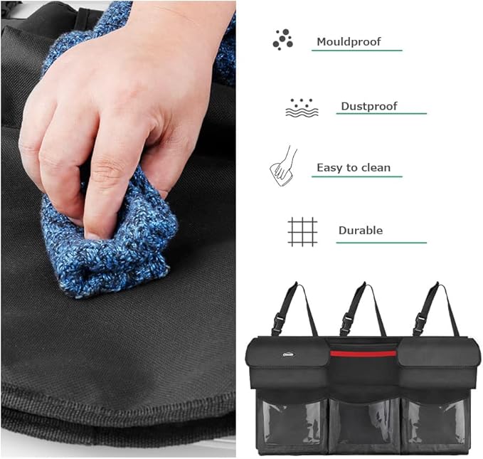 Oasser Trunk Organizer for Car, Hanging Car Organizer with 6 Large Pockets 3 Adjustable Straps 43.3x19inch
