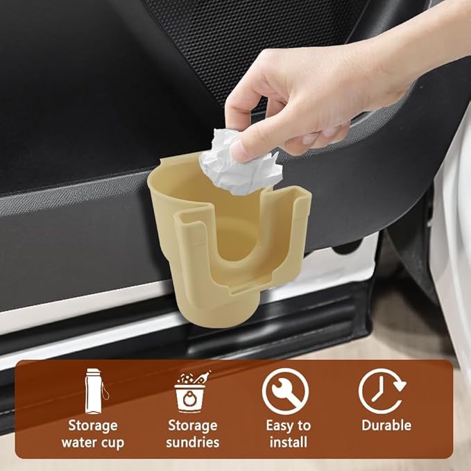 Car Cup Holder Expander, Cup Holder for Car, 2-in-1 Mobile Phone Drink Adapter, Auto Interior Accessories Multifunction Auto Seat Back and Armrest Box Storage Device for Most Vehicles (Beige)