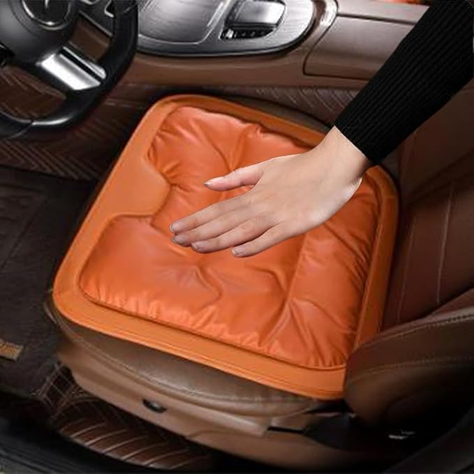 Livena Car Seat Cushion for Long Driving, Livena Lumbar Comfortable Memory Foam Car Seat Cushion, Universal Anti-Slip Seats Covers Front (Orange)