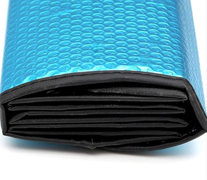 Car Windshield Sunshade-Thicken 5-Layer Bubble Block Heat and Sun UV Rays,Front Windshield Sun Shade,Sun Visor for Car- Keeps Your Vehicle Cool - 57 x 27.5 Inch (Blue)