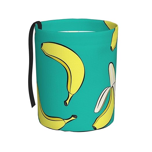 Bananas On Green Car Trash Can Leak Proof Hanging Waterproof Garbage Can Multipurpose Trash Bin for Car SUV Front Seat Headrest Collapsible and Portable Storage Pocket