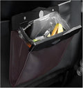 Hanging Car Trash Bag, Foldable Magnetic Garbage Can with Smart LED for Front Back Seat, Multi-Functional Waterproof Leather Rubbish Bag Storage Pocket, Car Accessories (Brown)