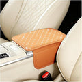 Car Center Console Cover, Leather Vehicle Armrest Storage Box Protector with 2 Storage Bags, Automotive Interior Middle Console Cushion Pad, Universal for SUV Sedan Truck (Yellow)