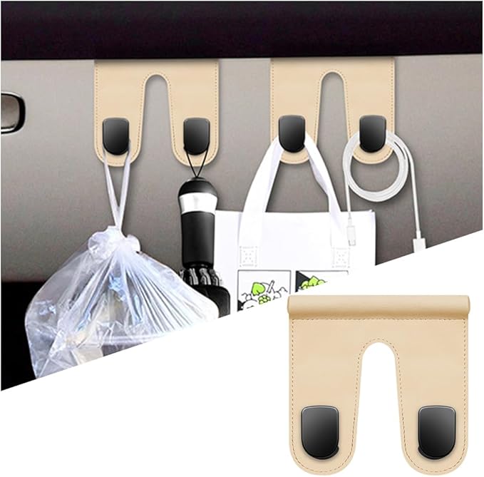 Mandark Car Co-Pilot Glovebox Hooks, Anti-Scratch Auto Co-Pilot Glove Box Hanger, Vehicle Interior Storage Organizer Accessories for Handbags Purses Coats, Universal for RV, SUV, Truck (Beige-2)