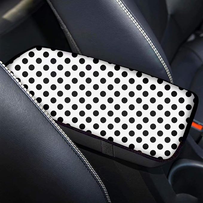White Wave Spot Car Armrest Cover Seat Box Mat Auto Decorations Interior Fit Most Vehicle SUV Truck Sedan