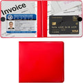 Ziciner Car Registration and Insurance Holder, 5.2"× 4.7" Premium Auto Glove Box Organizer with Closure, Essential Vehicle Document Holder for Card, Driver License (Red)