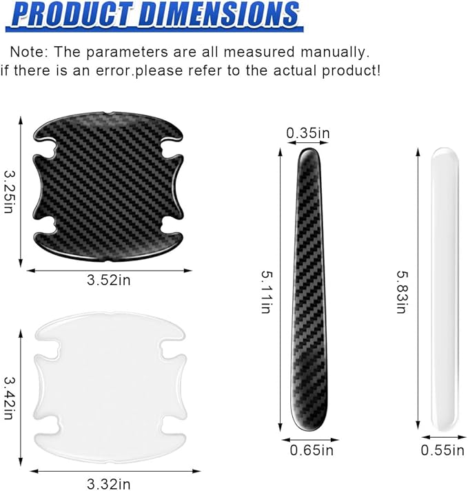 16PCS Car Door Handle Cup Scratch Protector Set - Universal Waterproof Rearview Mirror Protector Film Car Door Bowl Sticker - Anti-Scratch Paint Cover Guard Pad for Cars (Clear&CarbonFiber)