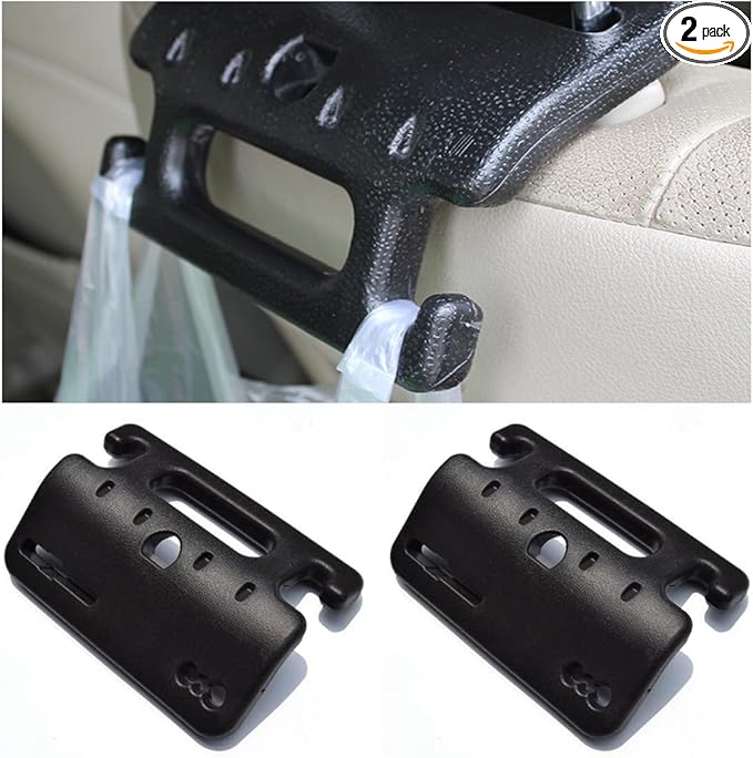 AUCELI Car Seat Headrest Hook, 2 Pack Hanger Storage Organizers for Purse Coat Grocery Handbag, Multifunctional Back Seat Headrest Grab Handle, Interior Accessories Universal for Car, Truck, SUV