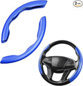 Steering Wheel Cover, 2PCS Segmented Steering Wheel Protector, Carbon Fiber Anti-Slip and Durable Car Accessory, Universal Fit for Most Cars，SUVs (Carbon Fiber Blue)