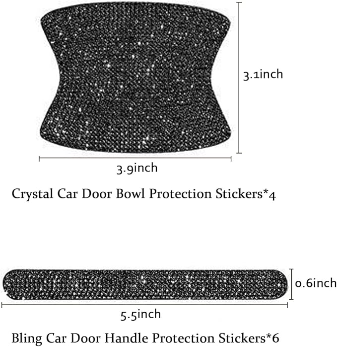 BetterJonny 10PCS Crystal Protector, Rhinestone Stickers Bling Scratch Protector for Women & Girls (Black)