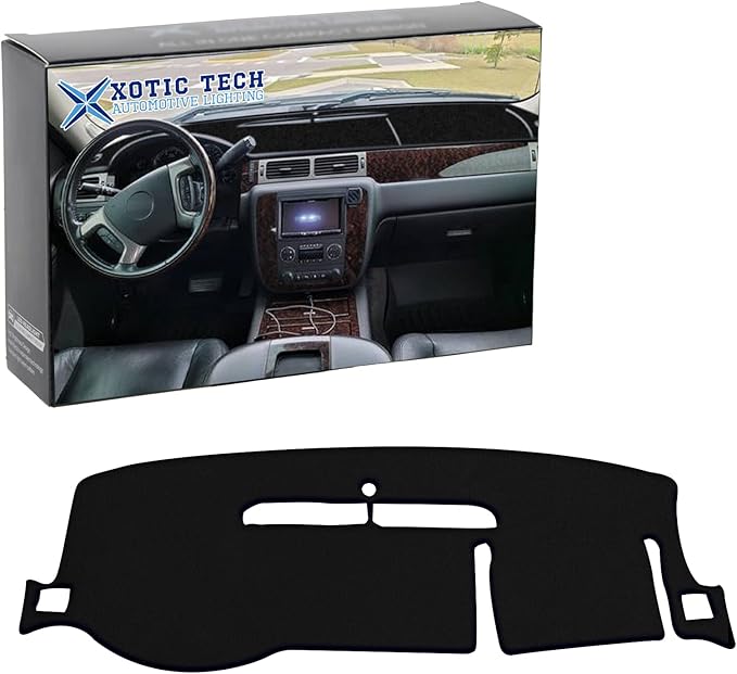 x xotic tech Center Console Dashboard Mat Pre-Cut Non-Slip Sunshield Sun Glare Protector Dash Carpet Pad Black Cover Compatible with Chevrolet Silverado or GMC Sierra 2007-2013,w/One Golve Box-Type A