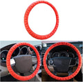 Car Steering Wheel Cover, Anti-Slip Soft Silicone Automotive Steering Wheel Protector, Comfortable Vehicle Steering Wheel Protective Accessories, Universal for RV, SUV, Truck (Red)