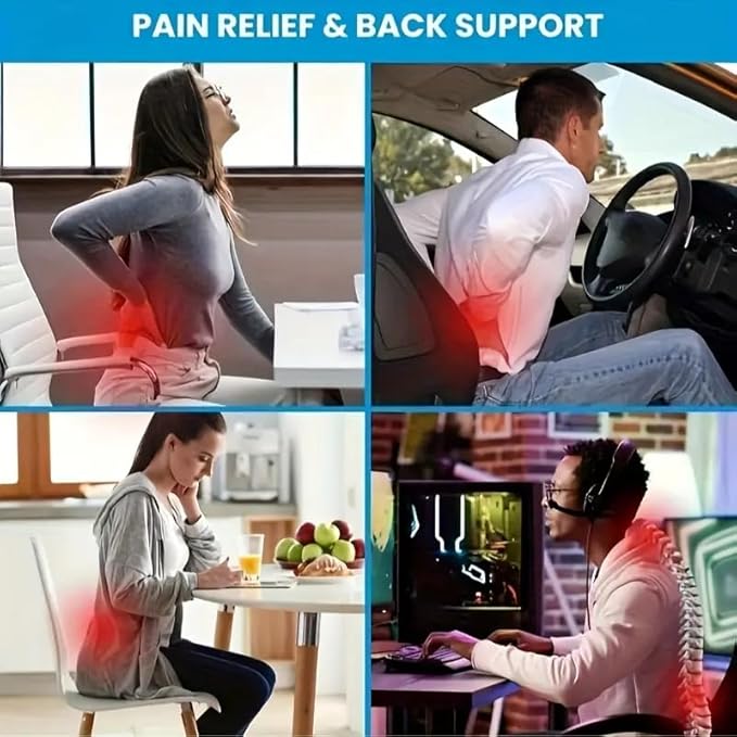 Lumbar Support Pillow，Memory Foam Lumbar Pillow for Lower Back Pain Relief，with Ventilated Mesh and Adjustable Strap， for Office Chair, Car Seat - Black