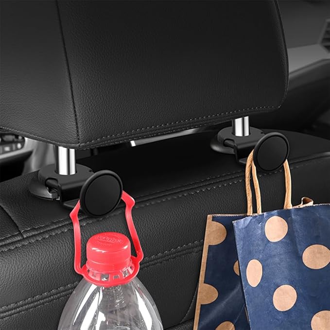 4PCS Upgraded Headrest Hooks for Car with Round Lock Design,Concealed Car Seat Hooks for Storing Umbrellas/Handbags,Universal Cars Purse Hook as Back Seat Organizer