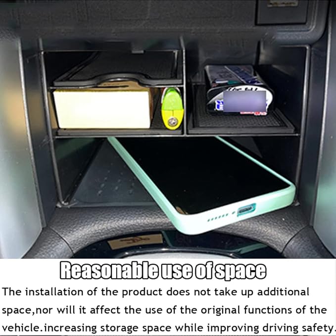 Kakash Custom Interior Accessories for Toyota Corolla Cross 2022 2023 ABS Center Console Tray Organizer,Armrest Storage Box with Black Anti-Dust Mats (1 Pieces)