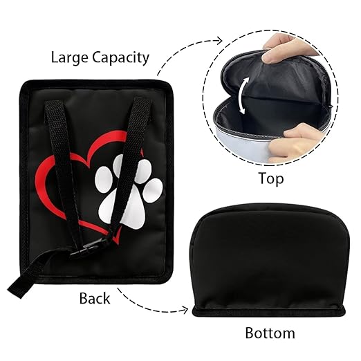Cute Love Paw Car Trash Can with Lid Car Garbage Can Car Waste Basket, Leak-Proof Car Trash Bin, Car Trash Hanging Car Accessories Interior Car Organizer Bag