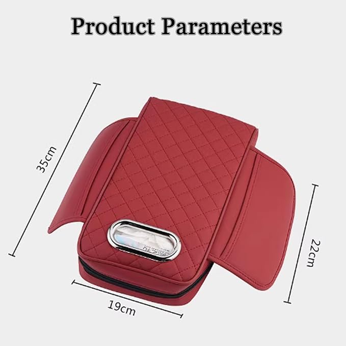 Car Center Console Cover for Fiat 500L (Type 330) 2012-2021, Leather Car Arm Rest Cover, Car Armrest Cushion with 2 Storage Bags Car Center Console Armrest Pad, E Gray