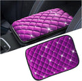 Mandark Bling Car Center Console Cover, Crystal Rhinestone Fluffy Automotive Armrest Seat Box Cushion Pad, Soft Comfortable Diamond Arm Rest Protection Mat, Universal Vehicle Accessories (Purple)
