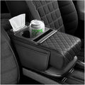 5-in-1 Car Center Console Cover,Multifunctional Arm Rest Cover for Car with Cup Holder,Phone Holder,Pocket,Car Tissue Holder,Leather Height Enhancement Car Armrest Cushion for Most Cars (Black)