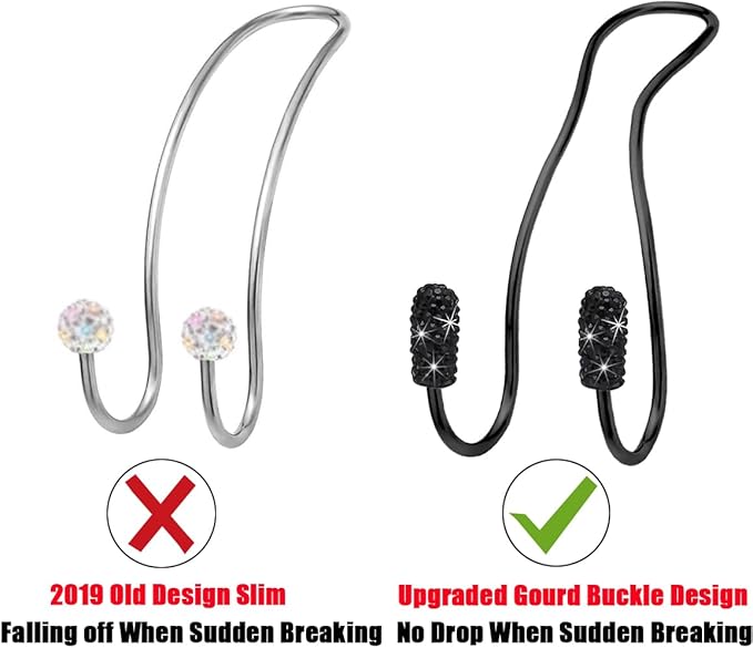 MTGOCHA Car Headrest Hooks Car Purse Hook(2 Pack),Bling Car Bag Hooks, Car Hook for Purses and Bags Cute Metal Car Purse Holder Hook, Bling Car Accessories for Women, Electroplating Black