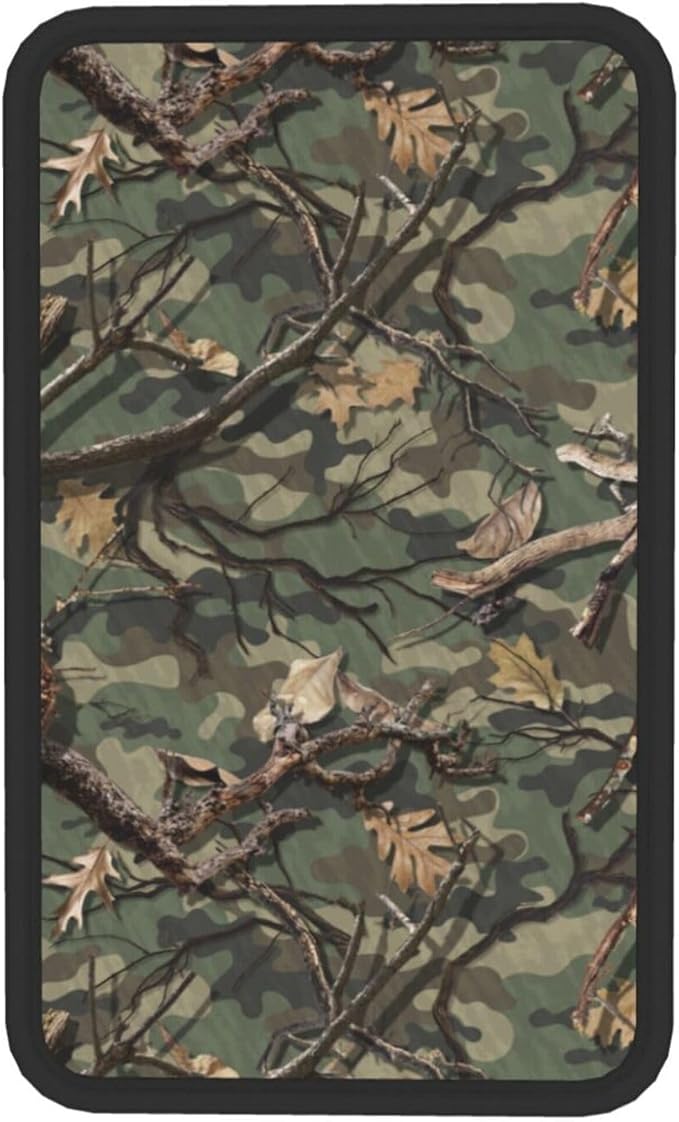 DORKEIXIA Camo Camouflage Green Hunting Army Military Forest Tree Leaf Auto Center Console Armrest Pad Universal Car Center Console Cover Seat Box Cover for Sedan, Van, SUV, Truck Car Accessorie