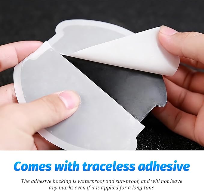 4PCS Carbon Fiber Car Door Handle Cup Protector, 3D Anti-Scratch Vehicle Door Handle Bowl Protective Sticker, Waterproof Automotive Paint Guard Film, Universal for SUV RV Truck (3.93 x 2.95'')
