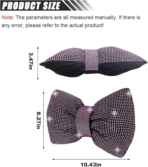 1 PCS Rhinestone Car Headrest Neck Pillow, Auto Headrest Cushion for Driving Seat, Bling Crystal Diamond Bow Neck Support Relax Pillow, Car Interior Accessories for Women Girly (Purple)