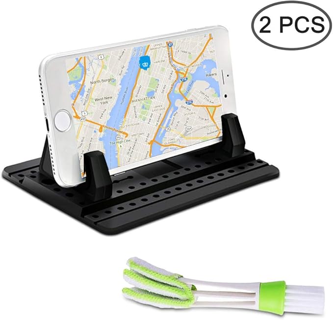 FineGood Phone Holder for Car with Air Vent Brush, Universal Silicone Car Cellphone Mount Antislip Vehicle Mobile Phone GPS Mounting Mat