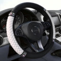 Soft Leather Car Steering Wheel Cover, Universal 15 Inch Colorful Rhinestones Anti-Slip Elastic Steering Wheel Covers for Most Cars, Sparkly Crystal Diamond for Women Girls (White)