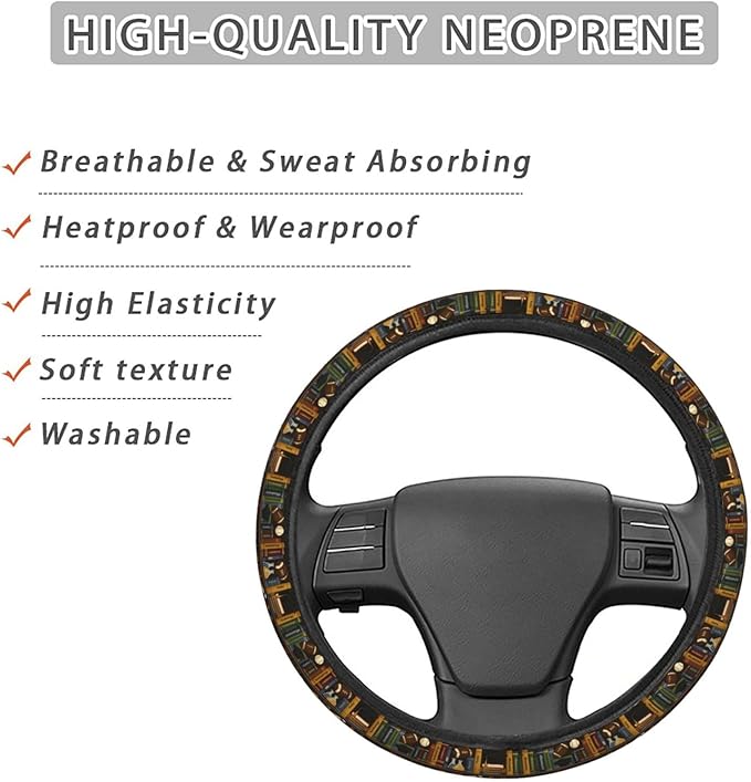 FeHuew Education Bookshelf Graduation Steering Wheel Cover for Women, Girls 15 inch Universal Auto Car Anti Slip Wrap Steering Wheel Covers Fit for Vehicles, Truck, SUV