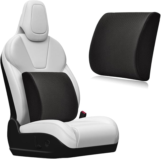 Lumbar Support Pillow, Memory Foam Back Support Cushion, Lumbar Pillow Improving Sitting Posture & Back Pain Relief Suitable for Car, Office Chair, Car Accessories (Black)