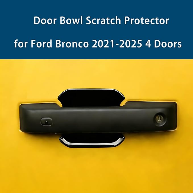 LIUQING Car Door Bowl Scratch Protector for Ford Bronco 2021-2025 4 Doors, Exterior Door Handle Bowl Cover Trim for Ford Bronco Accessories (Black)