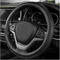 Car Steering Wheel Cover, 15 Inch Anti-Slip Breathable Leather Auto Steering Wheel Protector, Full Surround Soft Steering Wheel Cover for Men Women, Car Interior Accessories (Black)