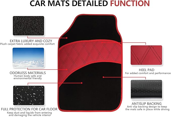 COLINOO 4 Pcs Car Floor Mats All Weather Universal Fit Car Mats Full Set for Car SUV Van & Truck