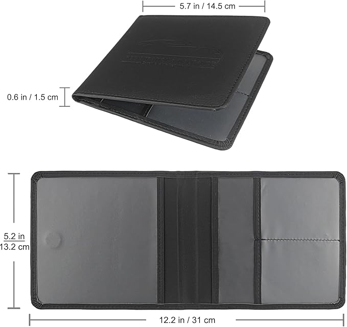 LumiMokki Car Registration and Insurance Holder, Leather Registration and Insurance Card Holder, Vehicle Glove Box Organizer - For Documents, Cards, License (Black)
