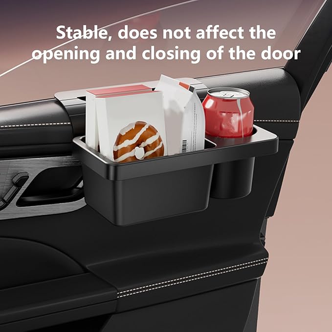 Car Window Multifunctional Organizer, Non-Slip Car Storage Tray Organizer Door Cup Holder and Side Hanging Storage Rack