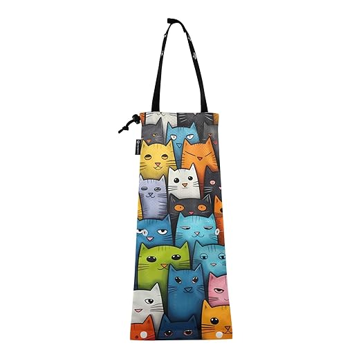 ALAZA Hanging Car Trash Bags Garbage Bag Trash Can for Back Seat Small Colorful Cat Vintage Washable Storage Bag Retractable 2 Pack