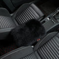 IRIWOOL Sheepskin Armrest Cover Auto Center Armrest Cover Car Soft Console Pad, Fluffy Wool Auto Center Console Cover for Most Car Arm Rest Decoration Protector 9 x 14 Inch (Long Wool, Black)