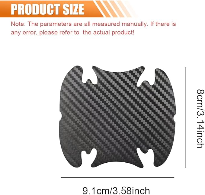 4PCS Car Door Handle Cup Scratch Protector, 3D Carbon Fiber Door Bowl Sticker, Car Paint Protective Film, Universal Automotive Doors Handle Guard Pad for Most Cars (Black)