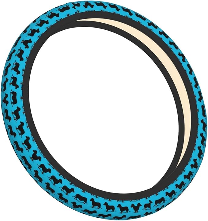 Neoprene Steering Wheel Cover Dog Dachshunds Puppy Car Steering Wheel Cover Universal Fit for Most Cars