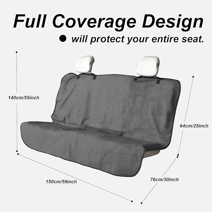 nbnhxnff Sweat Towel Car Seat Cover Protector Rear Seats for Gym Workout, Running, Swimming, Beach and Hiking, Waterproof Universal Seat Cover for Car, Trucks, Van & SUV (Grey, 1pcs Rear Seat)
