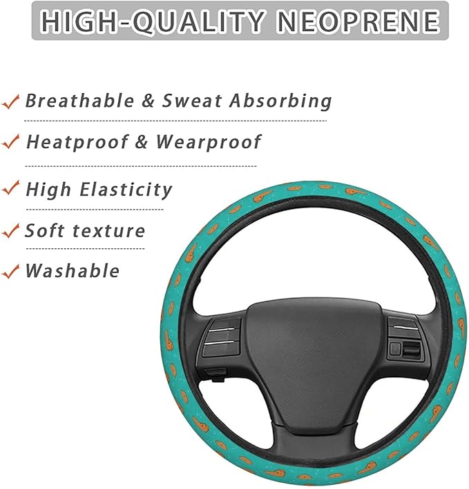 FeHuew Cute Otters in Water Steering Wheel Cover for Women, Girls 15 inch Universal Auto Car Anti Slip Wrap Steering Wheel Covers Fit for Vehicles, Truck, SUV